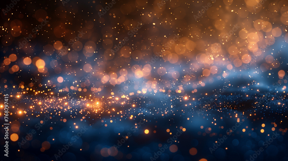 Fototapeta premium Universal and galaxy with lights. blue, gold and black in the air. de focused. banner.