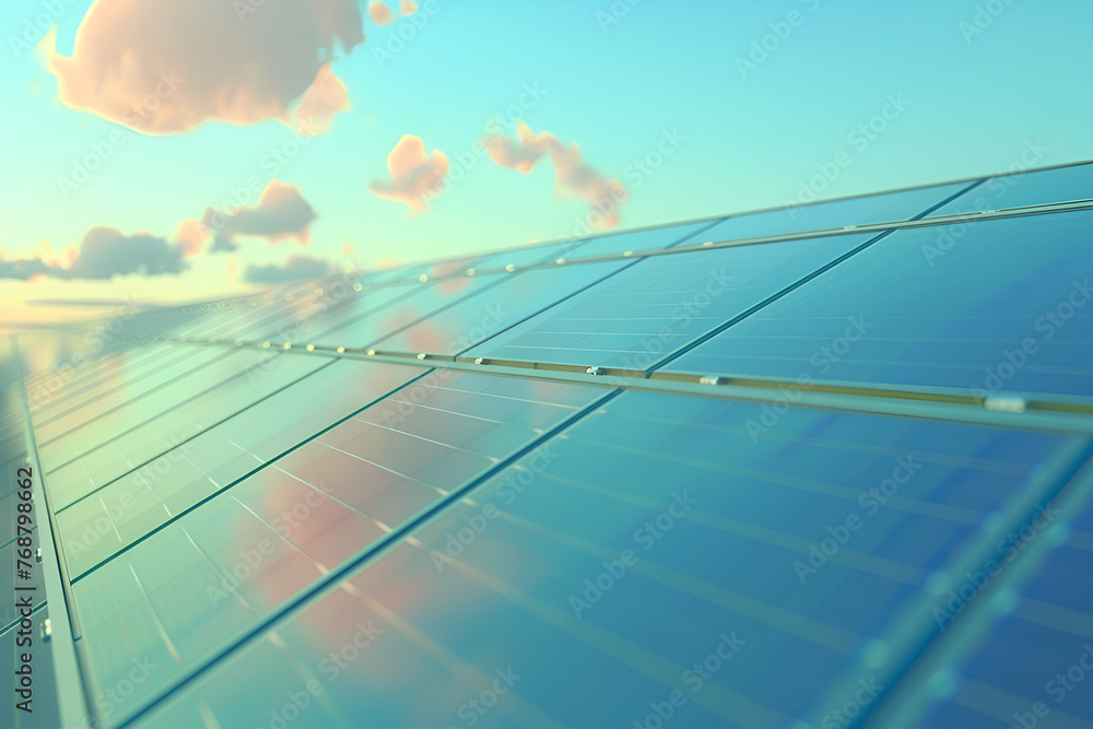 custom made wallpaper toronto digitalSolar panel, bottom view on blue sky. Generation of solar energy. Copy space. Close-up.