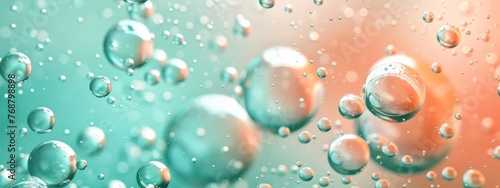 split background featuring soft peach and mint green tones  with scattered circular light shapes reminiscent of bubbles.