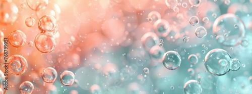 split background featuring soft peach and mint green tones, with scattered circular light shapes reminiscent of bubbles.