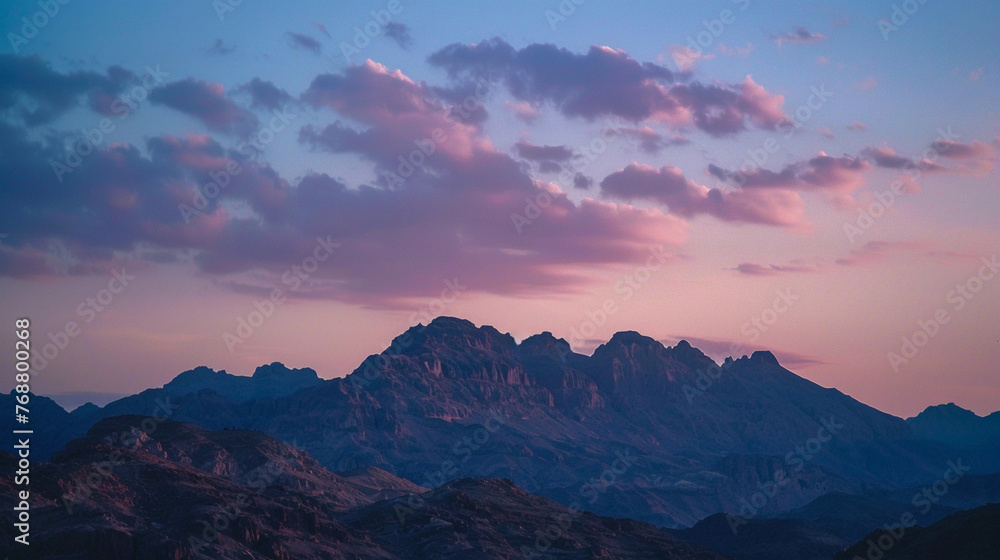Sunset in the mountains of the Sinai Peninsula, Egypt.
