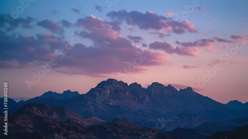 Sunset in the mountains of the Sinai Peninsula, Egypt.