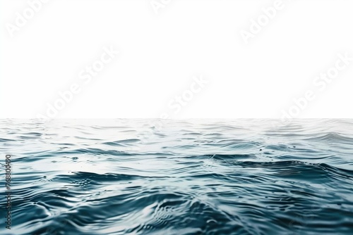 Aquatic Serenity Sea Water Surface Cutout Isolated on White, Tranquil Ocean Background Photo