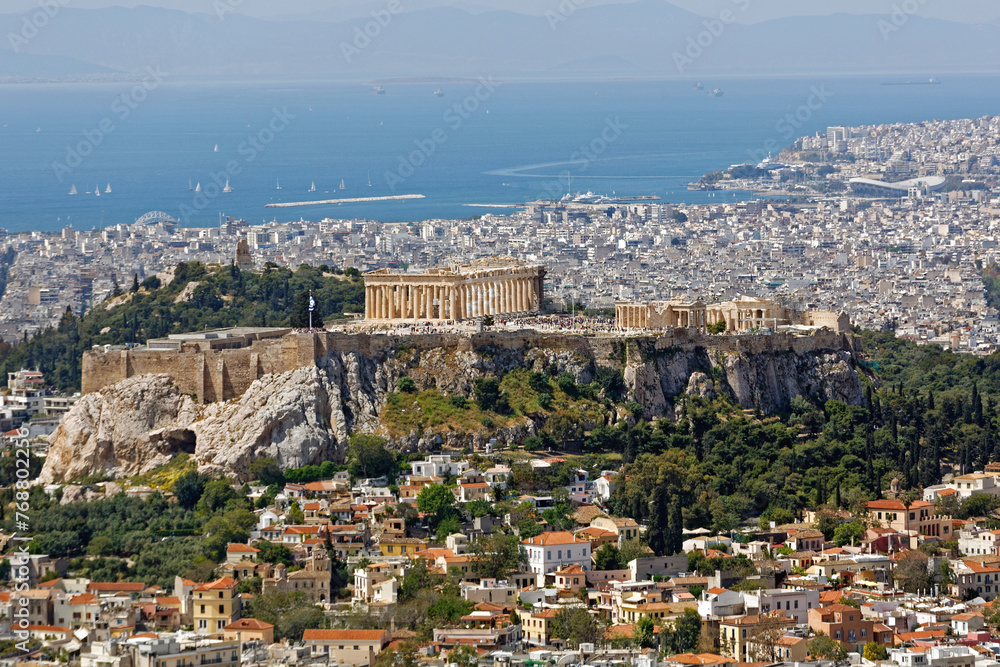 Acropolis Landmark Athens Cityscape From Mount Greece Travel