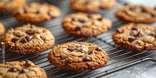 Homemade Cookies Cooling on a Rack Evoking a Comforting Aroma and Inviting Texture