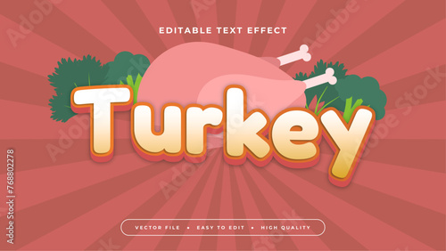Red orange and green turkey 3d editable text effect - font style