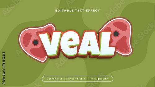 Red white and green veal 3d editable text effect - font style