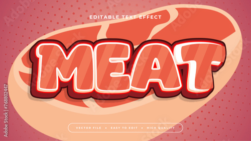 Red white and orange meat 3d editable text effect - font style