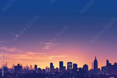 Wallpaper Mural City skyline silhouette against the sunset sky with skyscrapers and buildings Torontodigital.ca