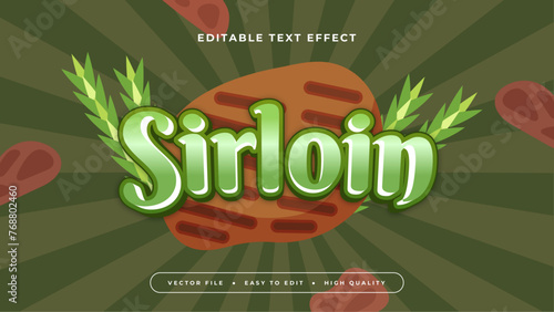 Green brown and white sirloin 3d editable text effect - font style