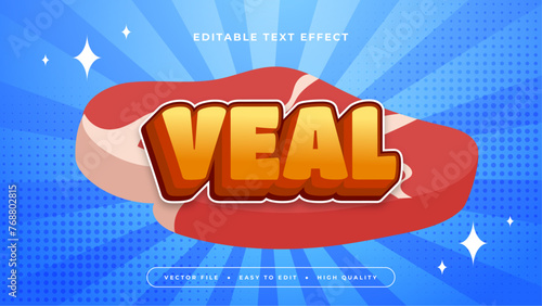 Red orange and blue veal 3d editable text effect - font style