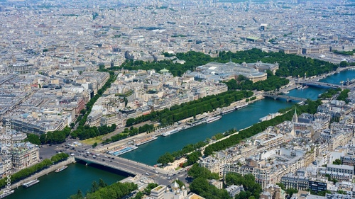 aerial photo of river seine and cityscape in paris