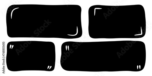 Hand drawn shapes and frames for social media. Black doodle abstract isolated text box. Speech bubble blobs for dialog