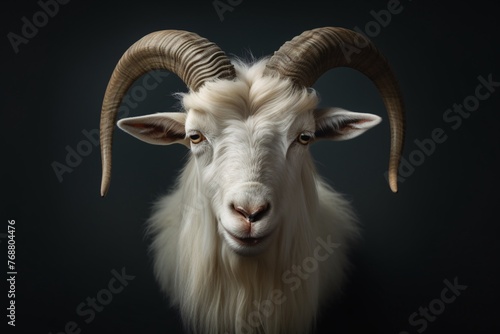 a white goat with horns © Georgeta