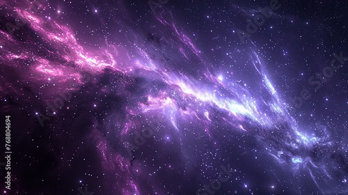 A breathtaking nebula painting with swirls of purple and pink cosmic dust