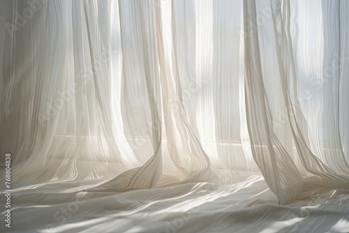 Soft light diffusing through translucent curtains