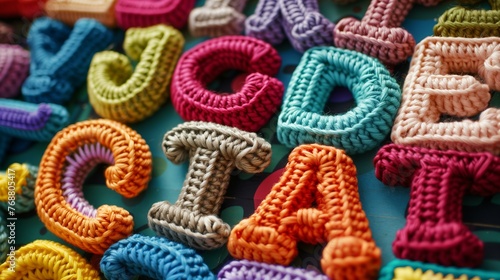colorfull crocheted alphabet, background