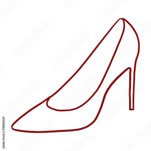 Red High Heel Drawing, Female high heel shoes drawing Illustration on white