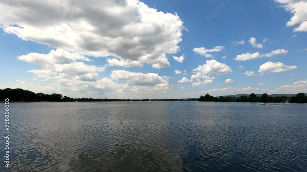 Timelapse of a lake with blue cloudy sky Timelapse of a lake with blue cloudy sky