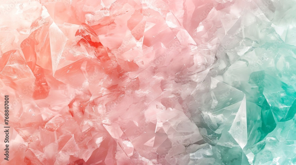 split background using pastel hues of blush pink and mint green, adorned with ethereal diamond-shaped light accents. split background using pastel hues of blush pink and mint green, adorned with ethereal diamond-shaped light accents.