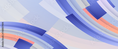 Blue peach and white abstract banner with shapes. For business banner, formal backdrop, prestigious voucher, luxe invite, wallpaper and background
