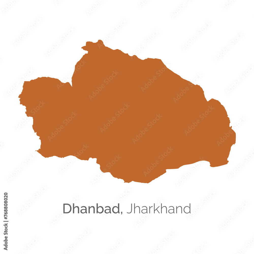 Dhanbad District map of Jharkhand state of India. Vector, illustration.