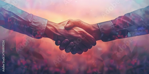 Handshake Symbolizing Strong Partnerships and Architectural Alliances in a Digital Realm