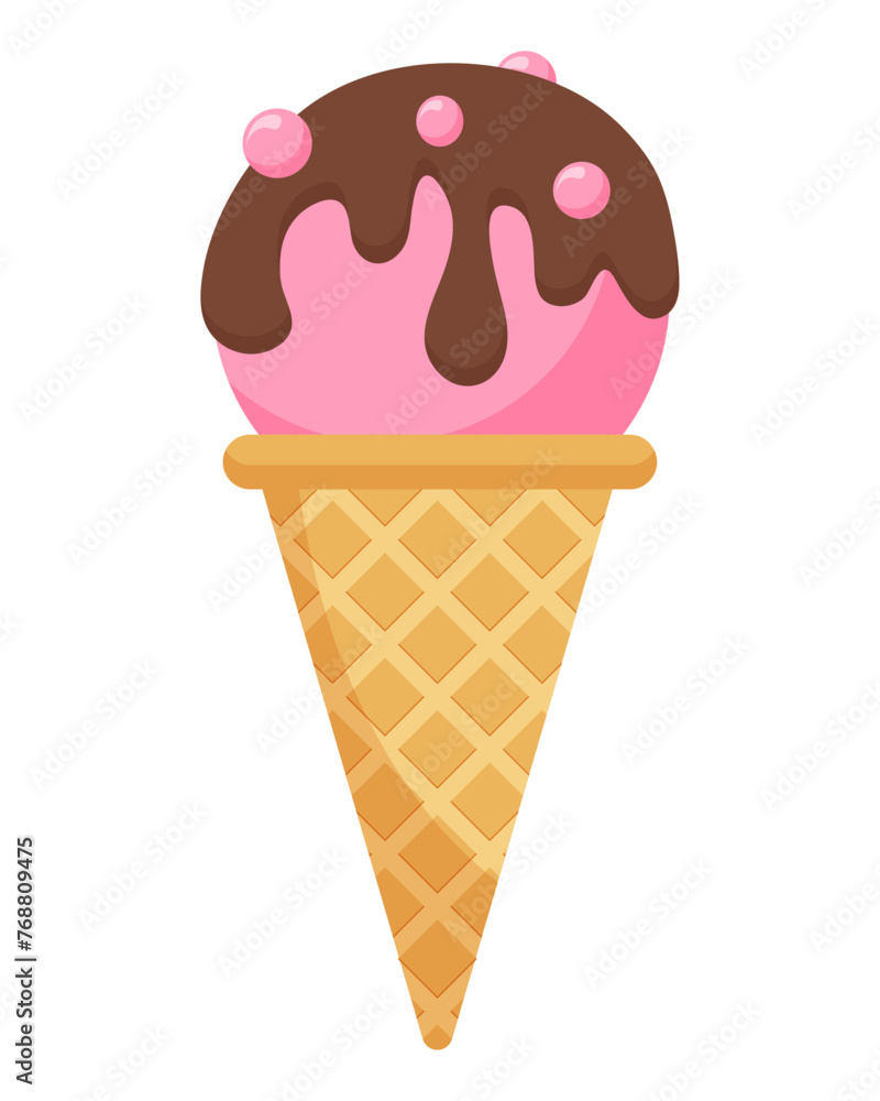 Pink ice cream cone. Vector illustration Pink ice cream cone. Vector illustration
