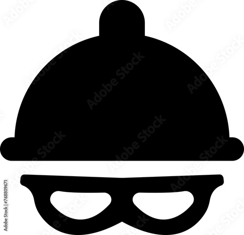 Agent icon. Spy sunglasses. Hat and glasses, Mystery man sign. Robber or thief symbol. Hidden identity stranger person icons. Anonymous spy agent symbol, logo flat sign for mobile concept, web design.
