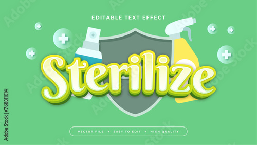 Green white and yellow sterilize 3d editable text effect - font style