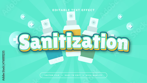 Green and white sanitization 3d editable text effect - font style