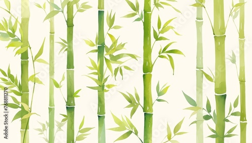 A bamboo forest light green and dark yellow colors  white background