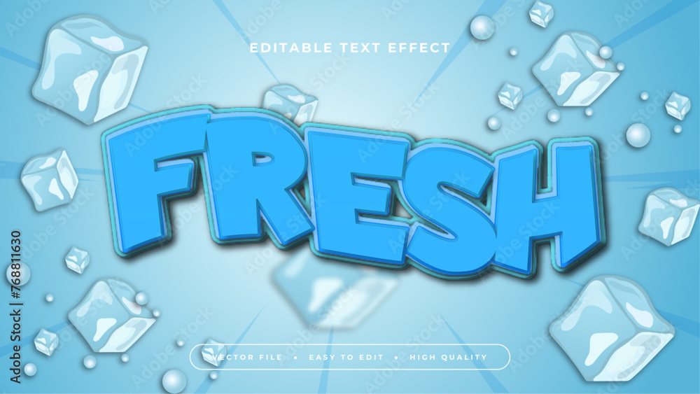 White and blue fresh 3d editable text effect - font style