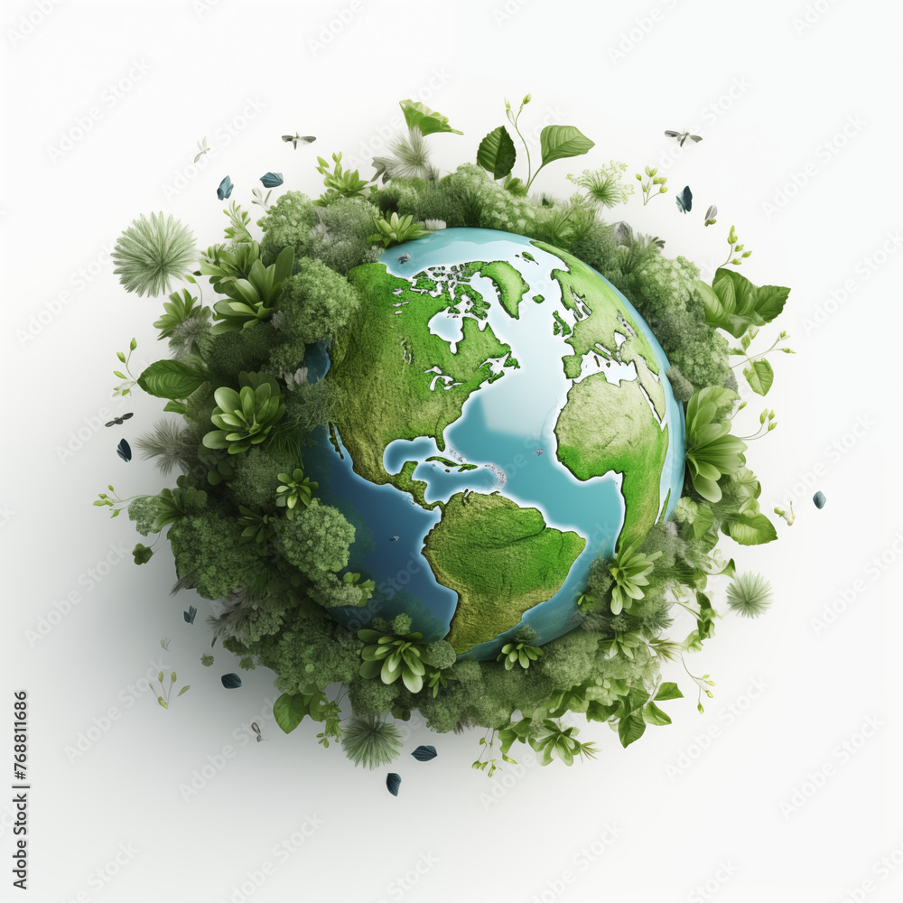 World earth day concept illustration of green planet earth on white background earth day poster - obrazy, fototapety, plakaty 