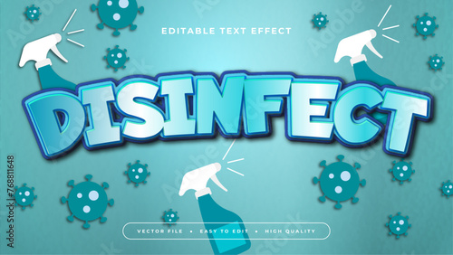 Blue green and white disinfect 3d editable text effect - font style