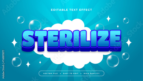 Blue and white sterilize 3d editable text effect - font style