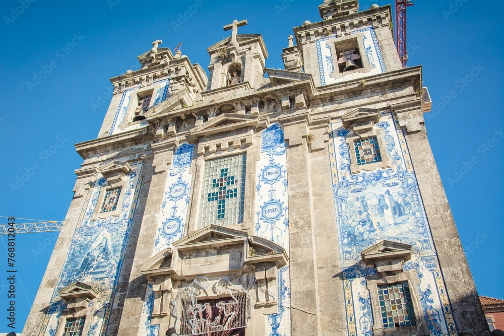Low-angle shot of Church of Saint Ildefonso in Porto, Portugal
