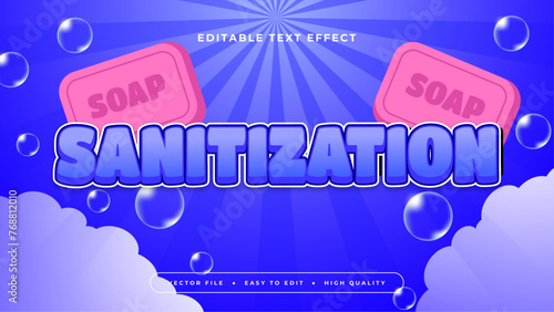Blue purple violet and pink sanitization 3d editable text effect - font style