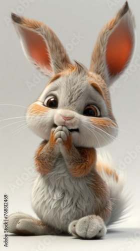 A digital illustration of a charming young rabbit with soft fur