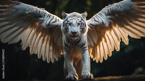 Obraz na płótnie Flying white tiger