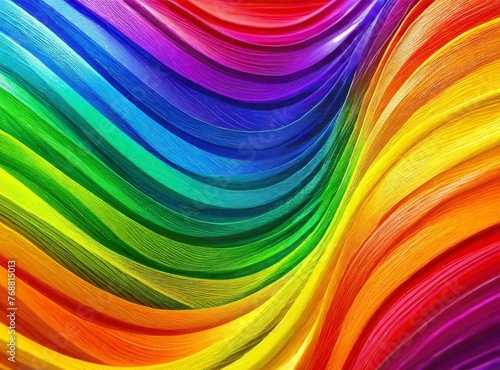 Picturesque Generative AI image of gradient abstract background of rainbow colored wavy stripes.