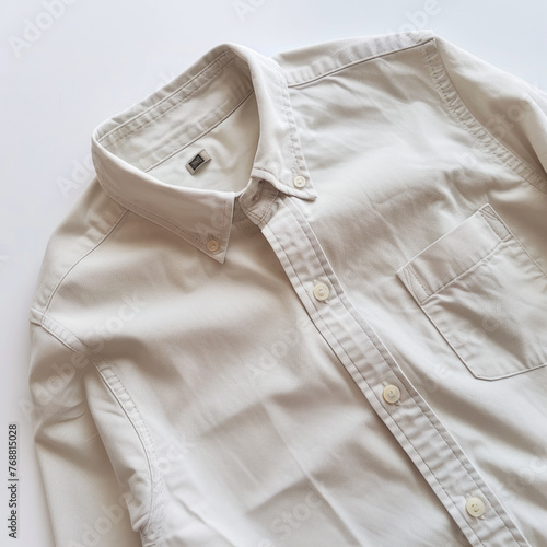  Elegant Beige Dress Shirt on White, Versatile Fashion Staple