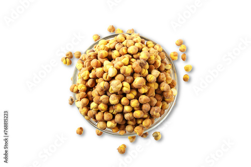 Crunchy Roasted chickpea also known in india as black roasted gram,chana,masala chana,Bengal Grams,kabuli chana or kala chana in cutout transparent background,png format    