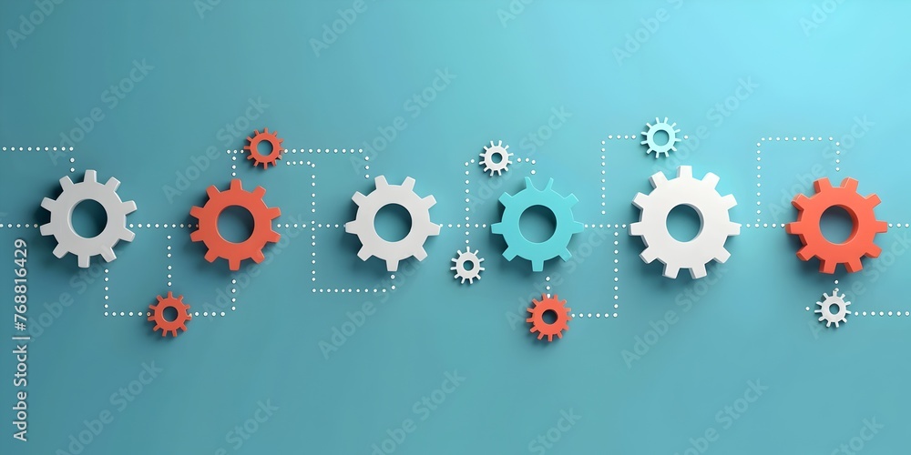 Obraz premium an abstract conceptual design featuring interconnected gears and cogs symbolizing the continuous feedback loop and refinement process