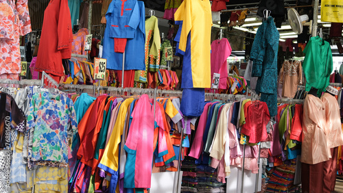 A colorful display of children's clothing during Ramadan