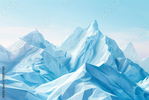 Abstract blue geometric shapes as mountains landscape background.