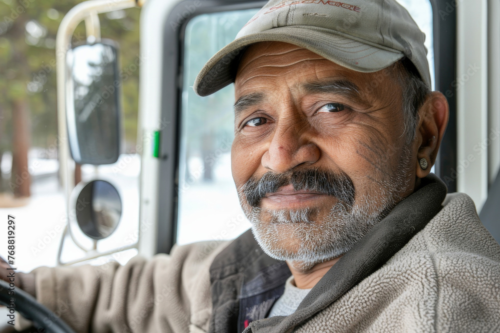 Senior male truck driver on the work Senior male truck driver on the work