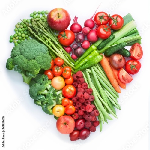 Heart Shaped Arrangement of Fruits and Vegetables