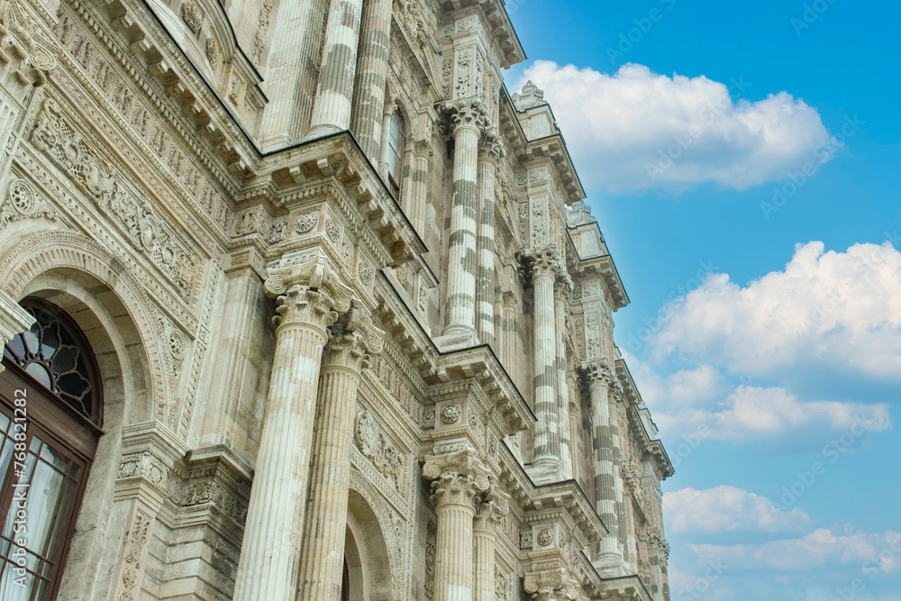Exterior view of the grand Dolmabahce Palace in Istanbul, Turkey