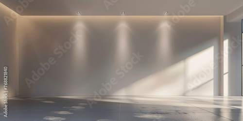 empty White room podium background  futuristic stage design with blue accents  Empty White Room interior With Lights  product presentation 3D rendering   